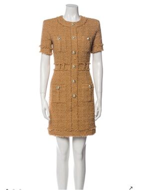 New with tickets. Balmain Short Sleeve Sweater Dress with gold
Buttons